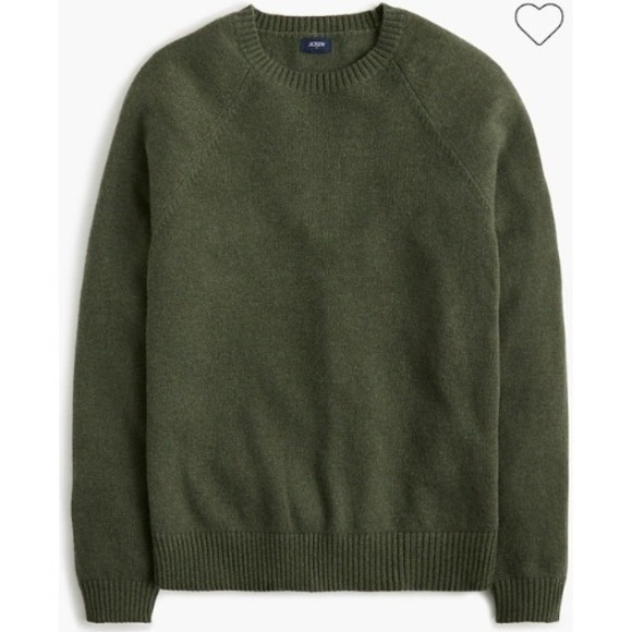 J. Crew Men's Lambswool Blend Crewneck Raglan Sweater Olive Green Size L NWOT - Picture 2 of 9